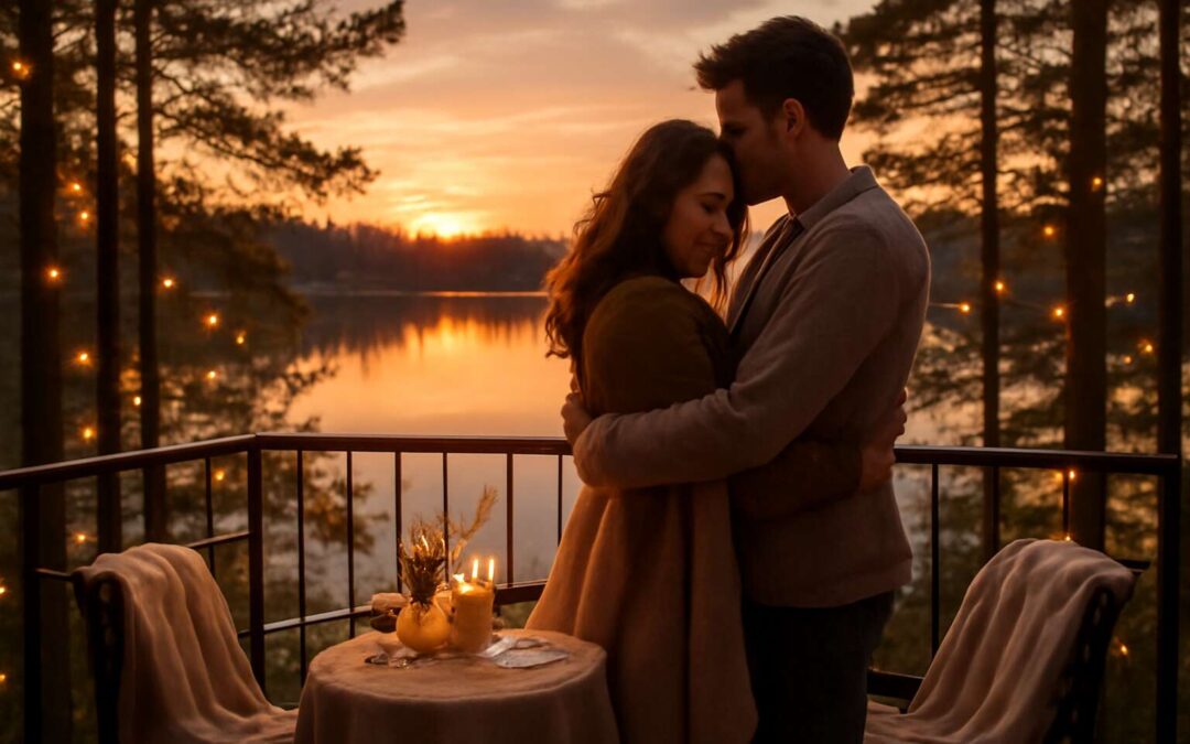 Escape for a weekend getaway romantic at a lakeside inn under starlit skies.